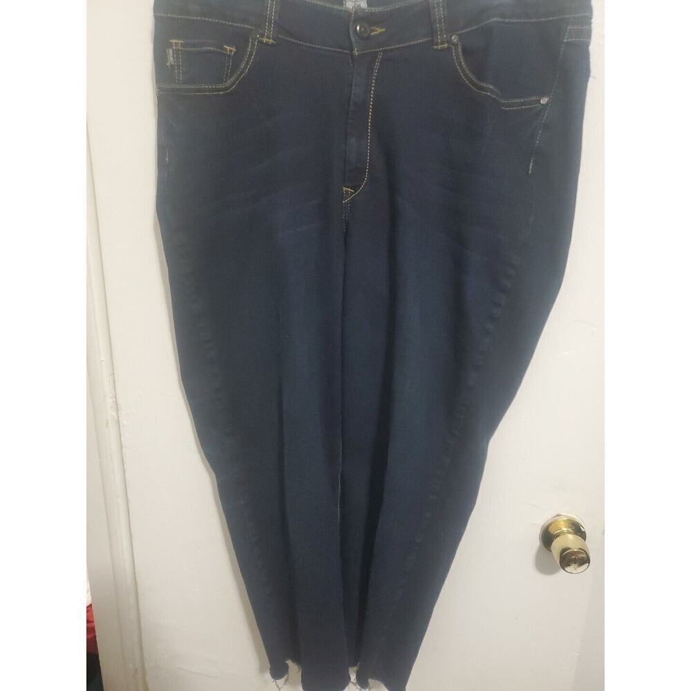 Project Womens Distressed Heavy Stitch Relaxed Straight Leg Blue Jeans Size 20